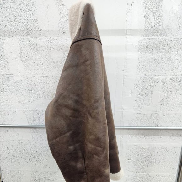 NWT Wild Fable Brown Faux Leather Sherpa Aviator Jacket Women’s Size Small - Picture 9 of 9